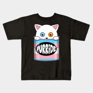 Funny White Cat Transgender Pride Kids T-Shirt